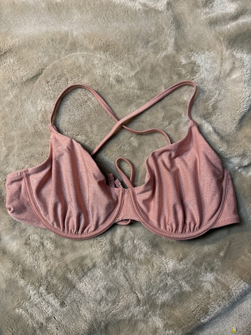 Shade & Shore Shimmery Rose Pink Underwire Bikini Top